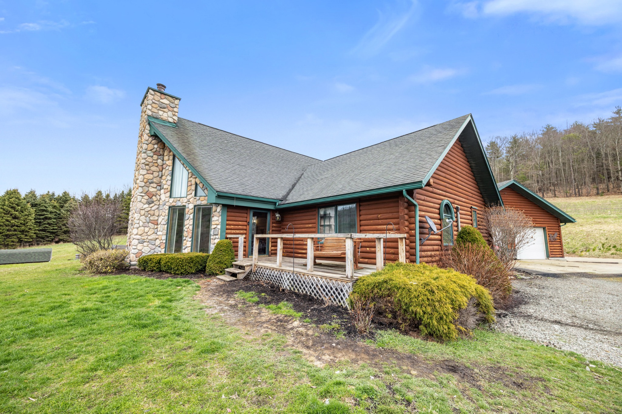 Log cabin exterior listing photo