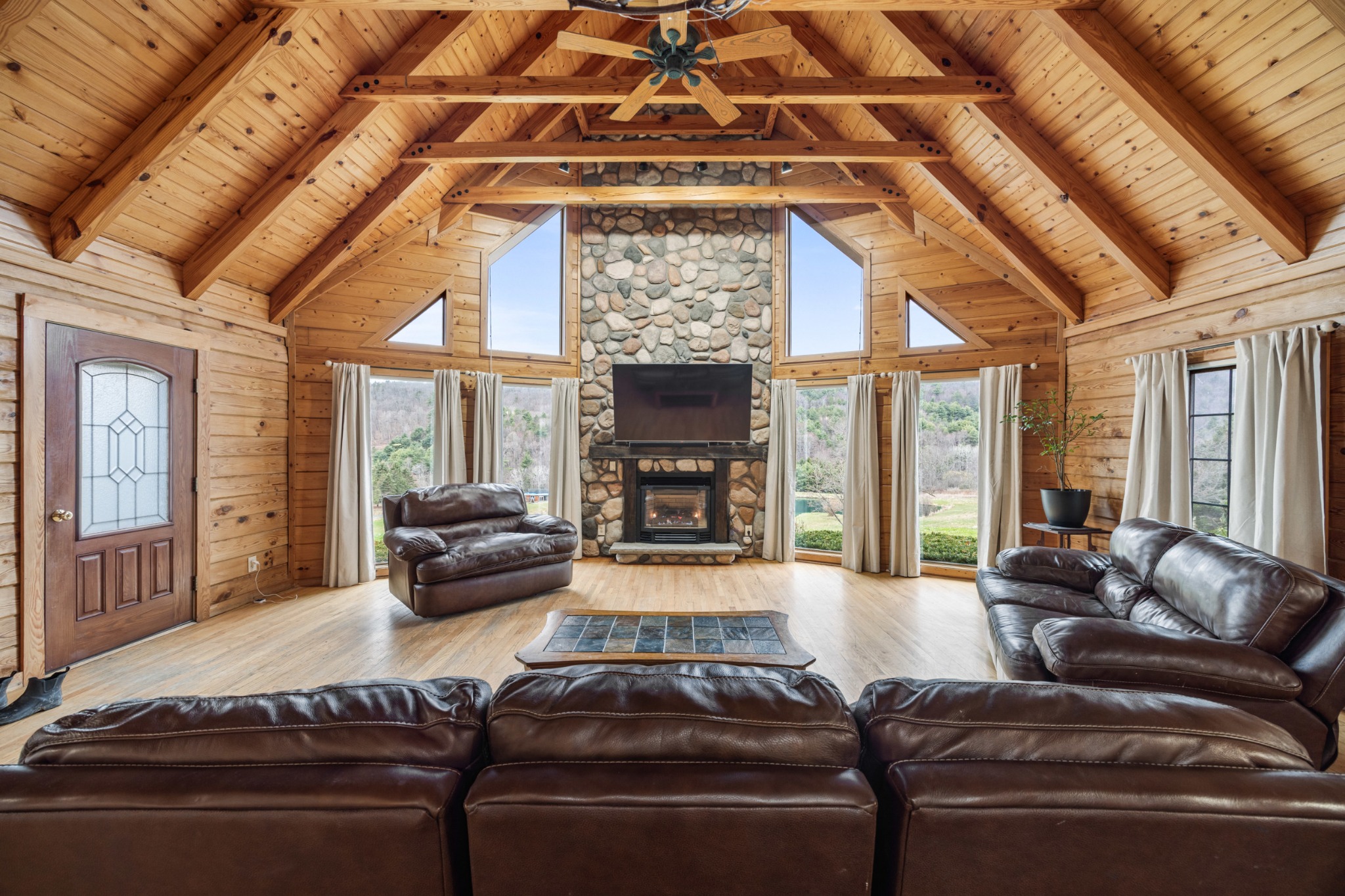 Log cabin interior listing photo